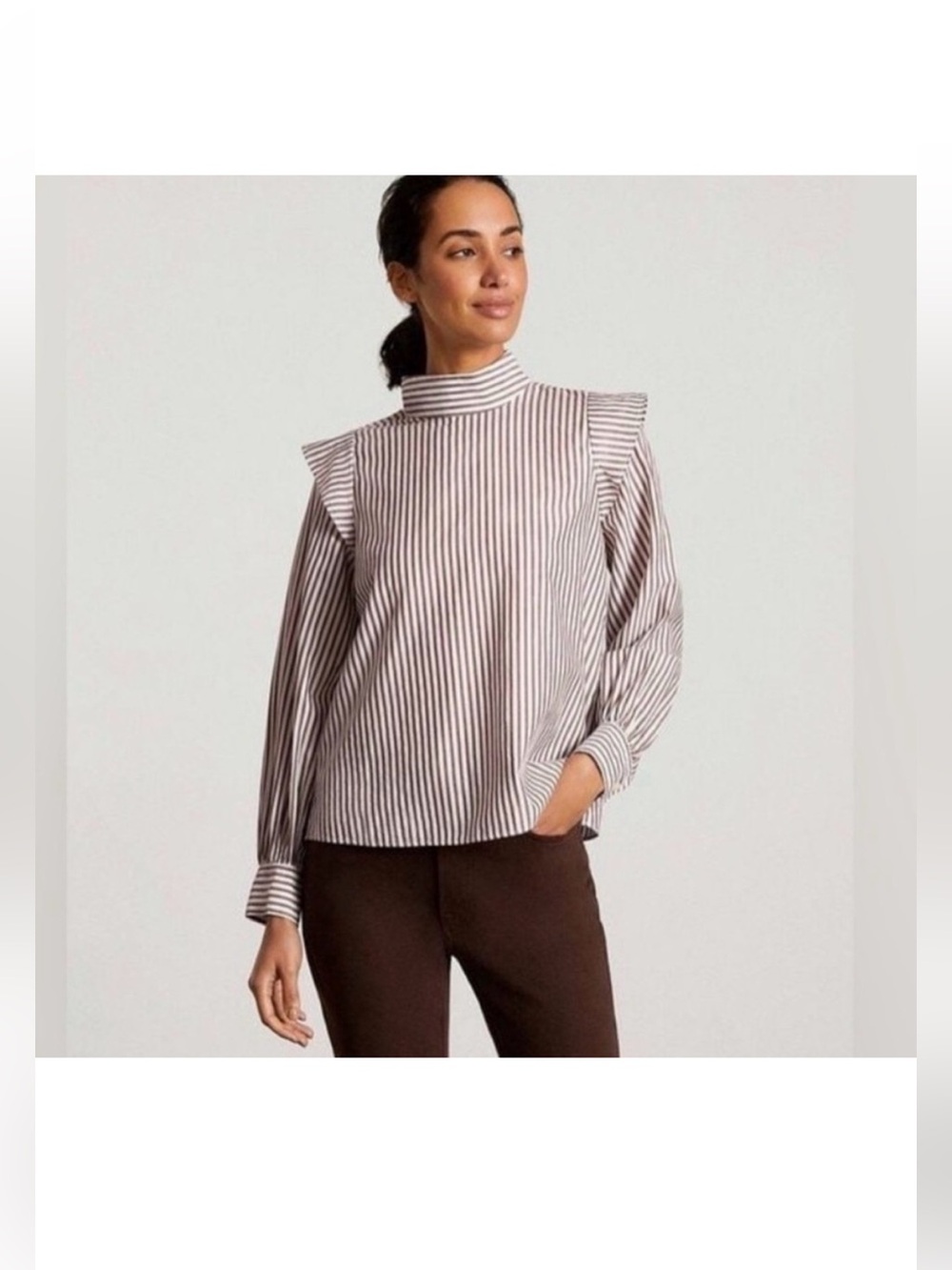 Everlane Top 6 Mock-Neck Brown